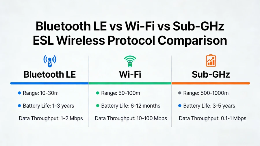 Bluetooth, Wi-Fi e Sub-GHz Etichetta elettronica per scaffali