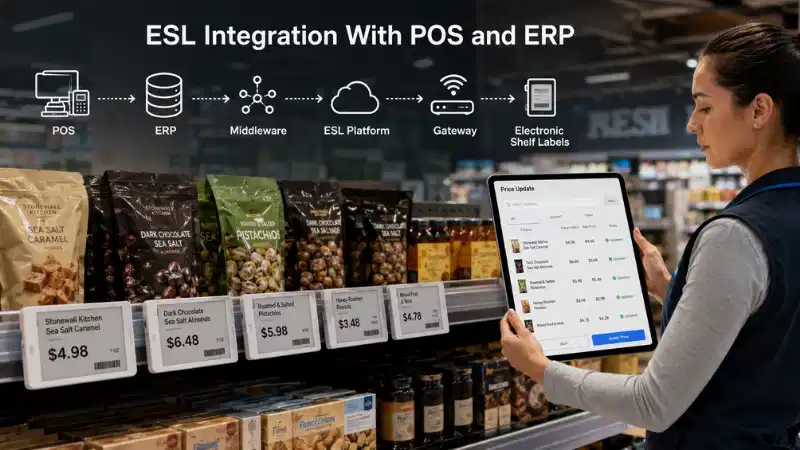 Integrazione delle etichette elettroniche da scaffale con POS ed ERP: API, ma...