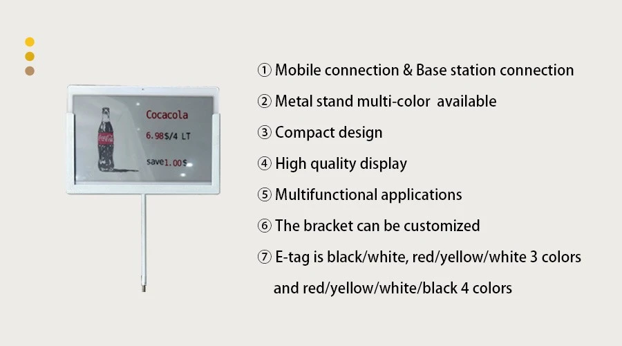 7.3 Inch Electronic Price Tag Metal Screw Mount Coca-Cola Style